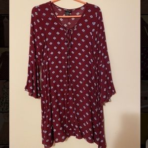Maroon Tribal Print Dress ➿